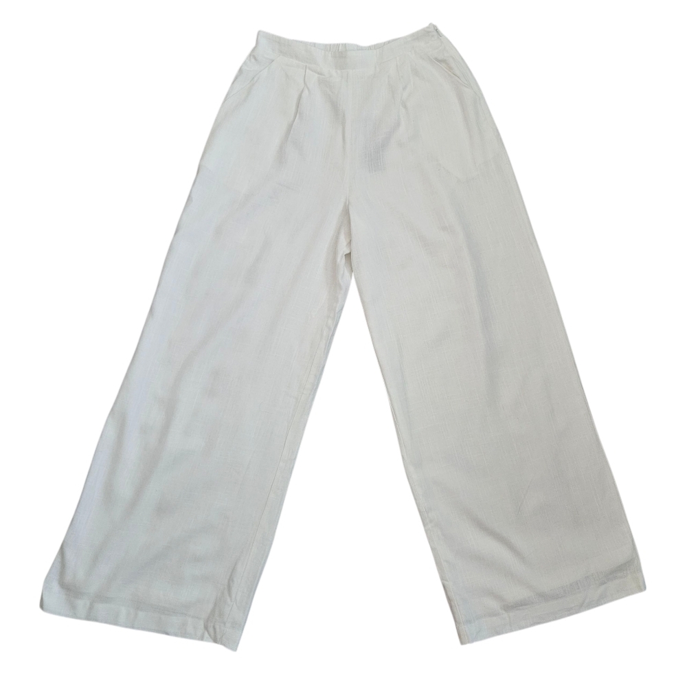 Lulus Summer White High Waisted‎ Wide Leg Linen Pants Trousers Size Medium NWT